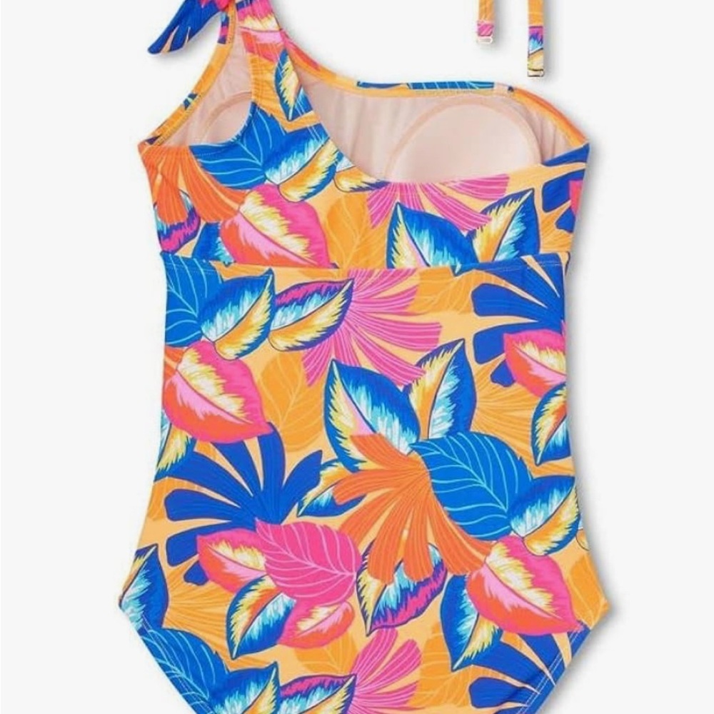 Isabel Maternity Asymmetric Tie Shoulder One Piece Maternity Swimsuit<<101>>> - Picture 3 of 10